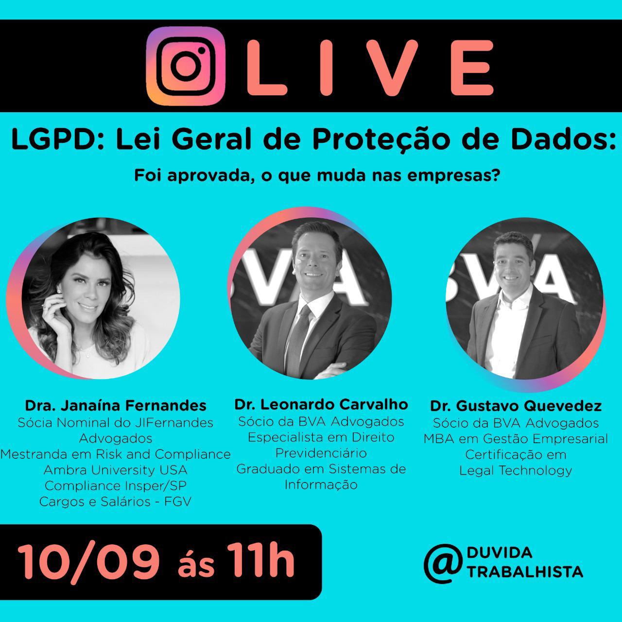 Você está visualizando atualmente Live LGPD: Lei Geral de Proteção de Dados